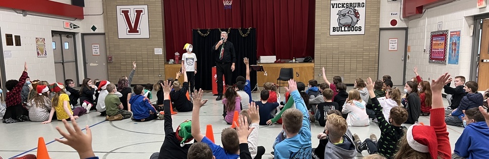 Students at Sunset Lake Elementary were delighted with a magic show.