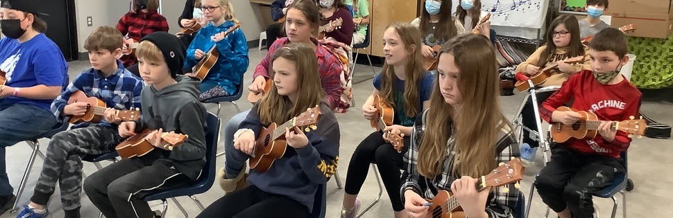 Tobey 5th graders playing ukulele