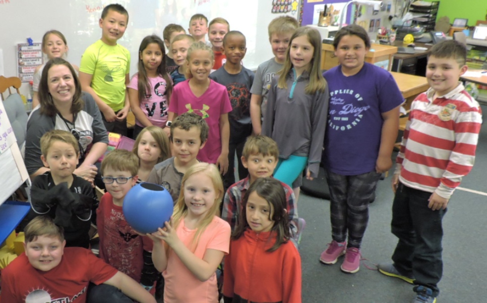 Mrs. Chang's class and their new QBall Microphone