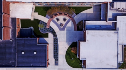 High School Aerial Courtyard