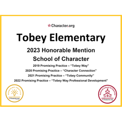 Tobey Elementary 2023 Honorable Mention School of Character